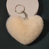 Plush Heart Keychain Love Keyring Fuzzy Love Ball Pendant Pom Pom