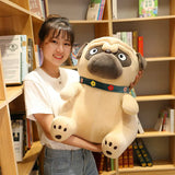 3D Brown Pug Plushie With Green Collar.