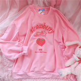 Harajuku Strawberry Milk Pink Sweatshirt Top Long-Sleeved - LoveJojo