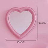 Pink Love Heart-Shaped Cosmetic Mirror Makeup Wall Hanging Mirror