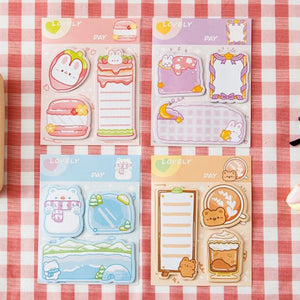 4 x Kawaii Bear Rabbit Animals Memo Pad Sticky Notes To Do List Planner Sticker Notepad