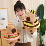 Kawaii Snack Attack: Hamburger Capybara Dog Pig Capibaras Pizza Bubble Tea Cushion Plush