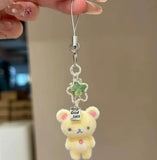 San-X Rilakkuma & Korilakkuma Flocking Pendant Set Phone Charm Keychain