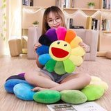 Japan Sunflower Face Plush Seat Cushion Rainbow Flower - LoveJojo