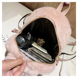 Faux Fur Mini Rabbit Ear Backpack - LoveJojo