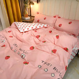 Pink Strawberry Bedding Set, Bunnies, Chicks, Sailor Moon, Flowers