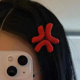 Crochet Red Hair Clip Sweet Angry Cherry