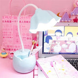 Flower LED Night Light Pen Pot Holder Lamp Pink