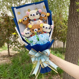 San-X Rilakkuma Korilakkuma Teddy Bear Plush Toy Flower Bouquet Gift Box