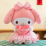 Sanrio My Melody Kuromi Kawaii Floral Lace Dress Plush Toy