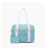 Heart PU Leather Laptop Bag Pastel Handbag Top Handle Japanese Style School Bag