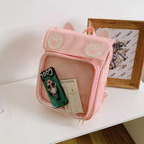 Transparent Window Backpack Bag Rucksack Cat Paws Kawaii Japanese