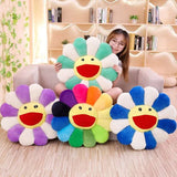 Japan Sunflower Face Plush Seat Cushion Rainbow Flower - LoveJojo