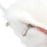 Faux Fur Fluffy White Bag Crossbody Handbag Pearl Strap