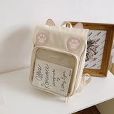 Transparent Window Backpack Bag Rucksack Cat Paws Kawaii Japanese