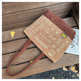 Sanrio PomPomPurin Brown Corduroy Embroidered Shoulder Tote Bag (35cm x 26cm)