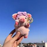 Pink Pig Plush Selfcare Facial Skincare With Purple Headband