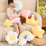 Pastel Rainbow Cloud Plush Moon Multicoloured Stripey Candy Star Moon Plush