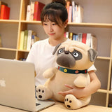 3D Brown Pug Plushie With Green Collar.
