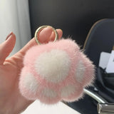 Cat Paw Fur Pom Pom Pendant Keychain