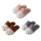 Winter Warm Plush Slippers Cute Cat Paw House Fur Slides Fluffy Shoes