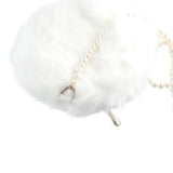 Faux Fur Fluffy White Bag Crossbody Handbag Pearl Strap