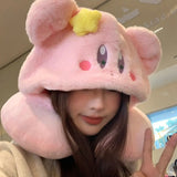 Kirby Kawaii Pink Hooded Travel Pillow