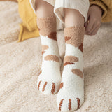 Fluffy Fuzzy Animal Cat Paw Print Socks Warm for Winter and Cold Weather