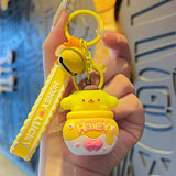 Sanrio Kuromi My Melody Cinnamoroll PomPomPurin Keychain Bag Pendant With Bell & Wrist Strap