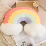Pastel Rainbow Cloud Plush Moon Multicoloured Stripey Candy Star Moon Plush