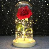 Beauty & The Beast Eternal Red Rose In Glass Dome with LED Lights