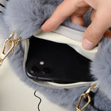 Fluffy Plush Faux Fur Heart Bag Crossbody Handbag