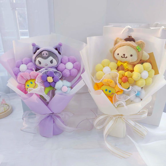 Sanrio My Melody Kuromi Cinnamoroll Hello Kitty Plush Flower Bouquet Valentine's Day Graduation Birthday Gift