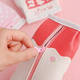 Pencil Case Strawberry Milk Box Bag Pink Pens Bag Japanese