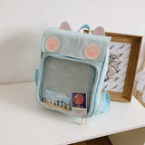 Transparent Window Backpack Bag Rucksack Cat Paws Kawaii Japanese