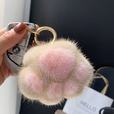 Cat Paw Fur Pom Pom Pendant Keychain