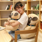 3D Brown Pug Plushie With Green Collar.