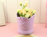 Floral Heart Pen Pot Organiser Tub Holder - Pink, Lilac, Blue