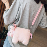 Pink Pig Plush Crossbody Bag
