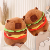 Kawaii Snack Attack: Hamburger Capybara Dog Pig Capibaras Pizza Bubble Tea Cushion Plush