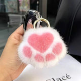 Cat Paw Fur Pom Pom Pendant Keychain