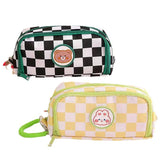 Kawaii Checkerboard Pencil Case Large Capacity