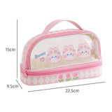 Kawaii Double Layer Pencil Case Large Transparent Stationery