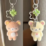 San-X Rilakkuma & Korilakkuma Flocking Pendant Set Phone Charm Keychain
