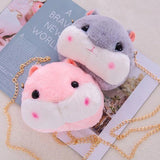 Hammy Hamster Plush Crossbody Bag with Gold Chain Handbag