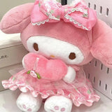 Sanrio My Melody Kuromi Kawaii Floral Lace Dress Plush Toy