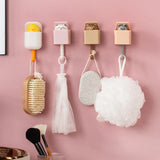 Cute Cat Wall Hooks Self Adhesive Bedroom Door Hangers Keys Towel Umbrella Coat Holder Rack Animal Home Bathroom Decoration Hook