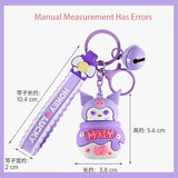 Sanrio Kuromi My Melody Cinnamoroll PomPomPurin Keychain Bag Pendant With Bell & Wrist Strap