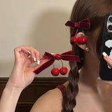 Crochet Red Hair Clip Sweet Angry Cherry
