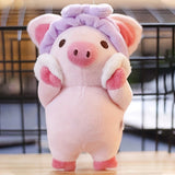 Pink Pig Plush Selfcare Facial Skincare With Purple Headband